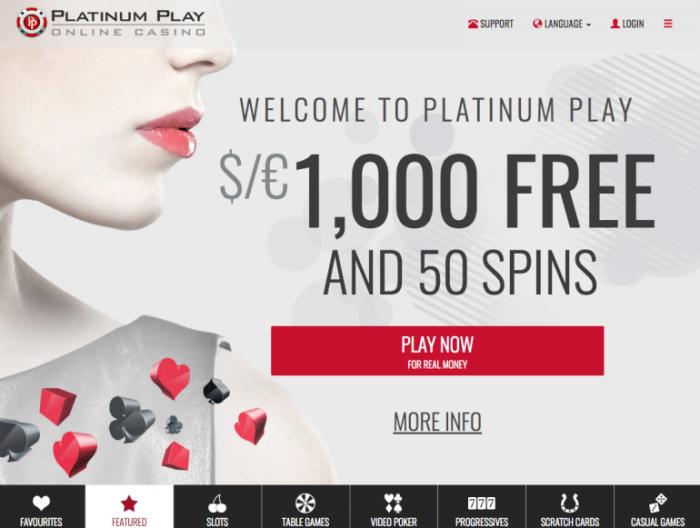 platinum play casino accueil