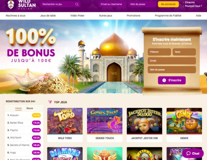wild sultan casino accueil